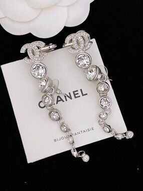 Chanel Silver CC Statement Drop Earrings - Barely Worn